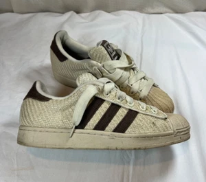 Vintage Adidas HEMP Shell Toe Superstar 2 669220 2007 RARO uomo 8,5 bianco sporco Y2K - Foto 1 di 24