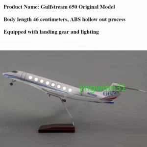 1/70 Gulfstream G650ER LED Light Painted Private Jet Model with Landing Gear New - Picture 1 of 15
