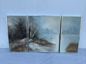 Edward L. Kennedy Original Ölgemälde auf Leinwand - 3er Set, zertifiziert - Bild 1 von 10