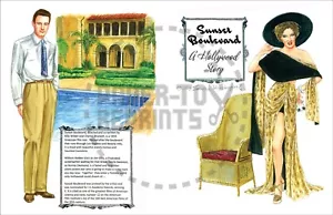 MUÑECAS DE PAPEL DE PELÍCULA SUNSET BOULEVARD DE SANDRA VANDERPOOL - REIMPRESIÓN - Imagen 1 de 4