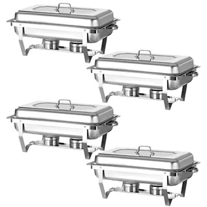 4 Stück 8 Quart Edelstahl Speisenwärmer Chafer Chafing Dish Sets Gastronomie - Bild 1 von 6