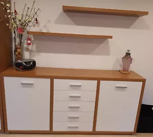 wohnzimmer möbel set, Wohnwand und Sideboard Kirschbaum/weiß - Bild 1 von 4