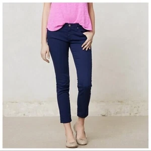 AG Adriano Goldschmied Jeans 28 Navy Blue Stretch Sateen STEVIE Slim Straight - Picture 1 of 7