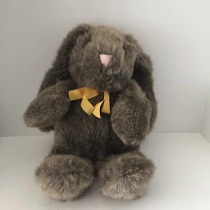 Plush Creations Inc. Bunny Rabbit Brown Floppy Long Ears Vintage 1993 Yellow Bow - Picture 1 of 13