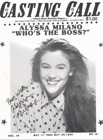 Alyssa Milano- Vintage 1990 Casting Call Magazine Signed Cover