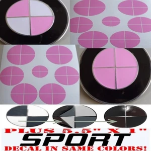 LIGHT PINK Sticker Overlay +SPORT vinyl FULL SET cute hot Fit All BMW Emblems - Picture 1 of 6