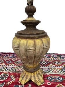 YELLOW FAUX BAMBOO Table Lamp Palm Beach Chinoiserie Chic Tropical Mid Century - Picture 1 of 12