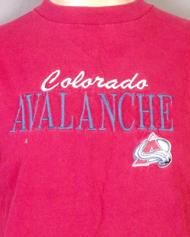 vintage 90s Logo 7 Sewn Embroidered Colorado Avalanche T-Shirt NHL Sakic Roy S/M Cover