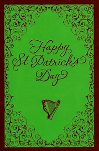 Happy St. Patrick's Day Green Gold Luck Lucky Harp Heart Theme Greeting Card - Picture 1 of 3