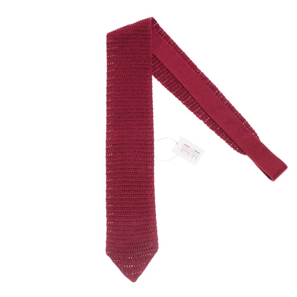 Corbata Italo Ferretti Tejida Nueva con Etiquetas en Rojo Sólido 100% Seda Hecha en Italia Foto 1 de 4