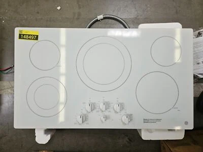 Cocina eléctrica GE JP3536TJWW 36" blanca 5 elementos techo liso NUEVA EN CAJA #148497 Foto 1 de 4