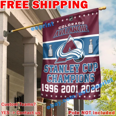 Colorado Avalanche 1996 2001 2022 Stanley Cup CHAMPIONS House Flag 28x40" Banner Cover