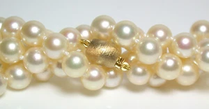 20" AAA 7-7.5mm champagne Akoya saltwater cultured pearl & 18ct gold necklace - Picture 1 of 6