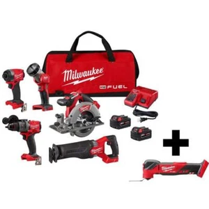 Milwaukee Cordless Combo Kit (5Tool) 18V Li-Ion Brushless Oscillating Tool+Bag - Picture 1 of 11
