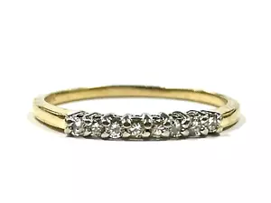 14K YELLOW GOLD & DIAMOND THIN WEDDING BAND RING SIZE 8.25 - Picture 1 of 5