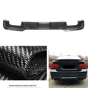 Carbon Fiber Rear Bumper Diffuser Lip Fit For BMW E90 325i 335i M-Sport 2009-12 - Picture 1 of 6