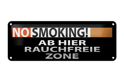 Blechschild Hinweis 27x10 cm No Smoking Rauchfreie Zone Deko Schild - Bild 1 von 4