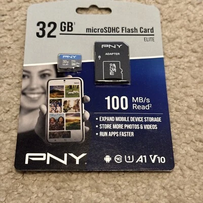 32GB PNY Elite Class 10 U1 microSDHC Flash Memory Card with Adapter - Image 1 of 2