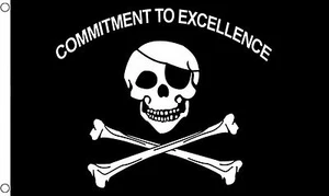 PIRATE skull and & crossbones FLAG Commitment to Excellence 5x3 feet - Picture 1 of 1