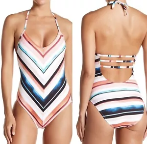 Costume da bagno La Blanca multicolore aperto taglio basso schiena taglia 16 reggiseno imbottito - Foto 1 di 4
