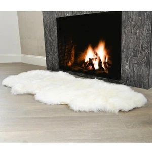 Genuine Sheepskin Area Rug Natural Fur Seat Cover Bedside Carpet w/Comb - Picture 1 of 12