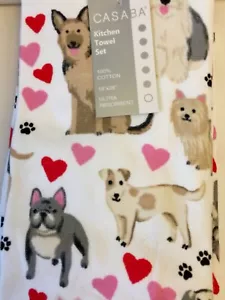 French Bulldog Valentines Day Kitchen Towels - Picture 1 of 3