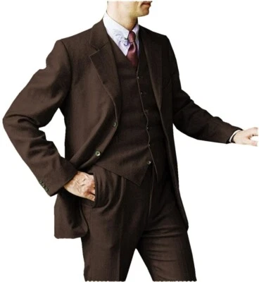 Men Suits 3pcs Sets Slim Fit Formal Prom Notch Lapel Tuxedos Jackets Vest Pants - Image 1 of 4