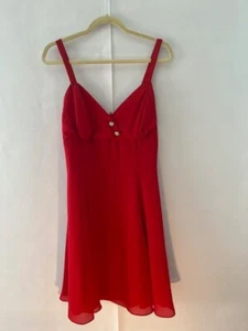 VTG 90’s JESSICA MCCLINTOK/GUNNE SAX Sparkly V Neck Red Cocktail Dress-SZ 11/12 - Picture 1 of 10