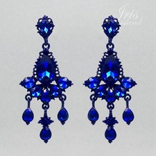 Blue Crystal Rhinestone Chandelier Drop Dangle Earrings 04626 Prom Party