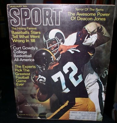 Revista SPORT, enero de 1969 ~ cubierta frontal Deacon Jones/Steelers Foto 1 de 4
