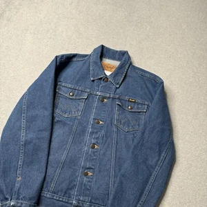 Wrangler Denim Western Jacket Mens Large Blue Cowboy Rodeo Biker Trucker Adult - Picture 1 of 9