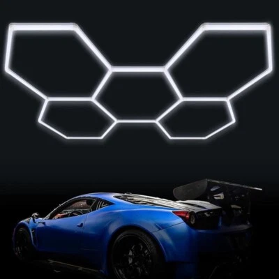 Luz LED hexagonal de garaje para detalles de techo de coche luz LED de tienda para lavabo de coches Foto 1 de 4