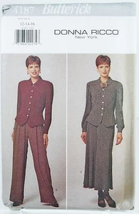 Butterick 4187 Patrón de Costura Prenda para el torso Pequeño Falda Traje Mujer Rico Talla 12 14 16 - Imagen 1 de 3