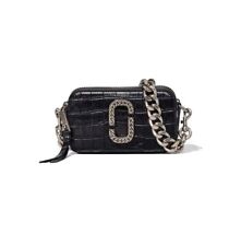 Marc Jacobs Croc Embossed Snapshot Bag- Black