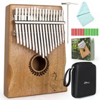 Thumb Piano Finger Piano Kalimba 17 Keys Solid Mahogany W/Tuner Hammer Bag Horse