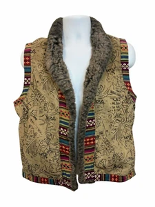 Vest Faux-Fur, Chico's, All Prints Tribal Print with Neck Fur. Size: M-L (Rare) - Picture 1 of 13