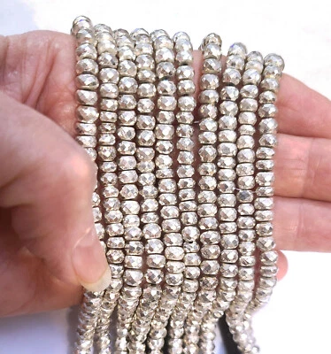 Cuentas rondelle de pirita facetadas plateadas de 10" de 1 hilo de 5,5-6 mm Foto 1 de 4
