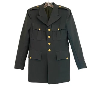 VINTAGE US Army Dress Men's Jacket Coat Wool Blend Serge Green AG-344 1988 38R - Picture 1 of 14