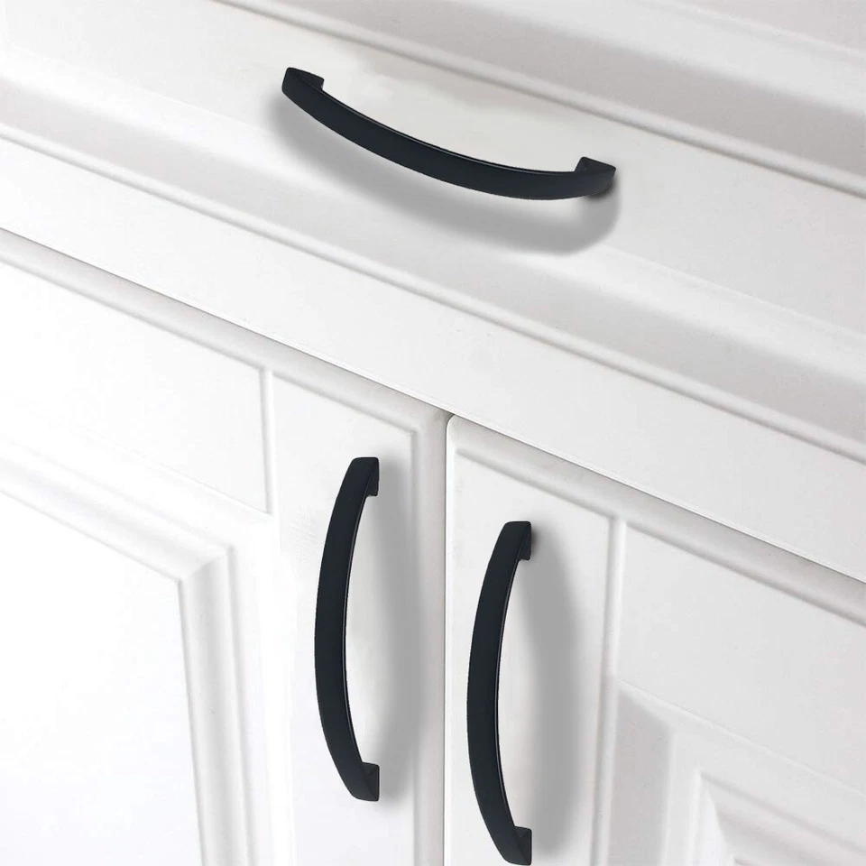 Alças deslizantes *preto fosco* armário de cozinha banheiro puxador botão moderno 128mm CC - Imagem 1 de 4