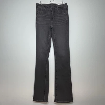 Pantalones de mezclilla para mujer American Eagle de tiro alto ajustados negros talla 6 largos 28 W nuevos con etiquetas Foto 1 de 4