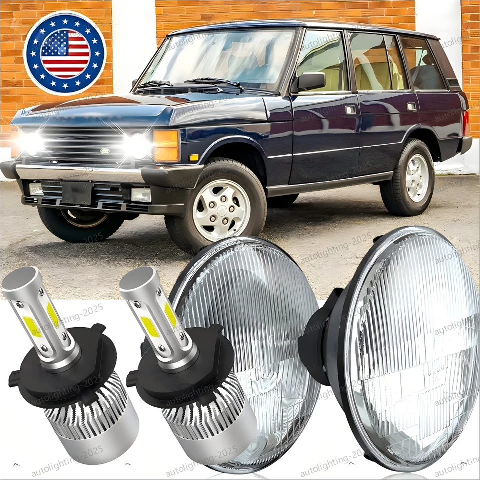 DOT 7" Round Black LED Headlights For 1970-1995 Land Rover Range Rover Classic - Image 1 of 4
