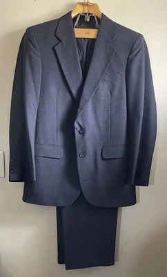 Traje Stanley Negro Para Hombres 40R Blazer Pantalones W34XL30 Azul Negro Pata de Gallo Foto 1 de 4
