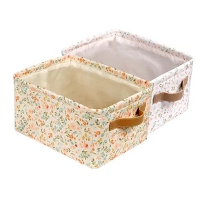 Fabric Storage Bins Cute for Nursery 8"x5.2"x10" - Collapsible Pink & Flower ... - Picture 1 of 5