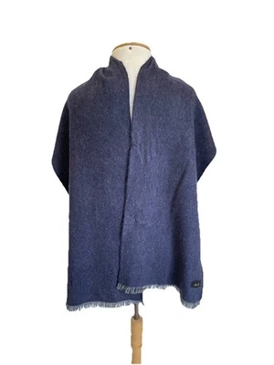AS9# DAKS Azul Marino Lana Chal Envolvente Bufanda Flecos Hombres Mujeres Lujo Invierno Foto 1 de 4
