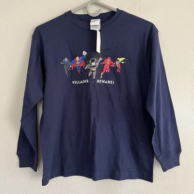 Vintage 1999 Warner Bros Shirt Navy Villains Beware Spider-Man Batman 10/12 - Image 1 of 4