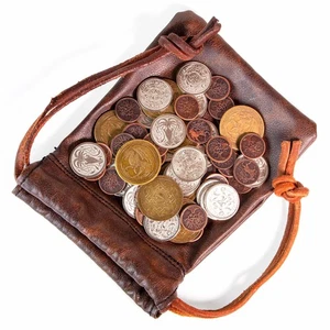The Dragon's Hoard: 60 Real Metal Fantasy Coins with Leather Pouch | Board Ga... - Picture 1 of 7