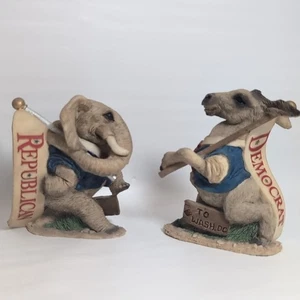 1992 Stone Critters Democrat Republican Donkey Elephant Washington DC Trump - Picture 1 of 3