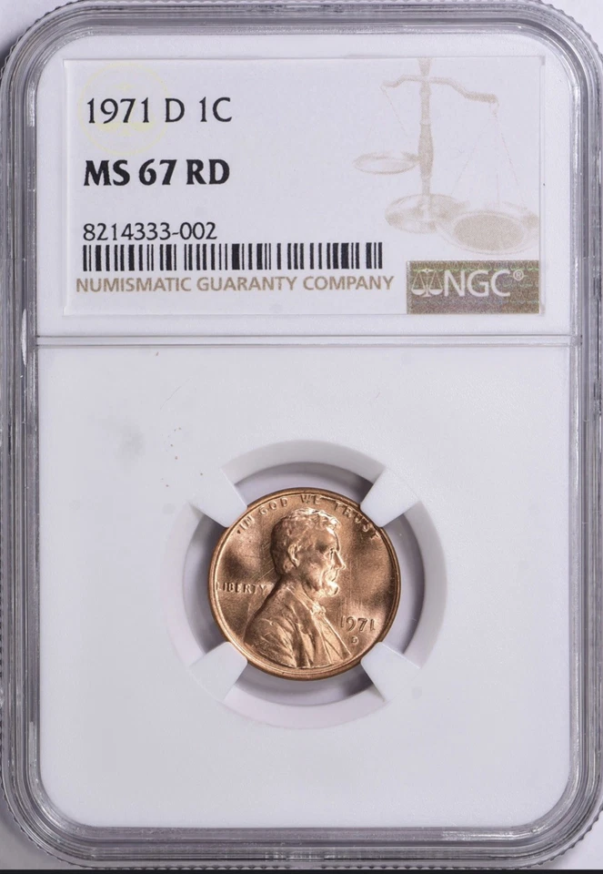 1971 D 1C RD  Lincoln Memorial One Cent  NGC MS67RD  ~ High Grade! - Image 1 of 3