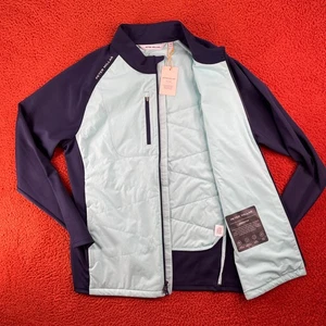 PETER MILLAR Mens MEDIUM Endeavor Elite Hybrid Jacket Full Zip Blue Coat $245 - Picture 1 of 10