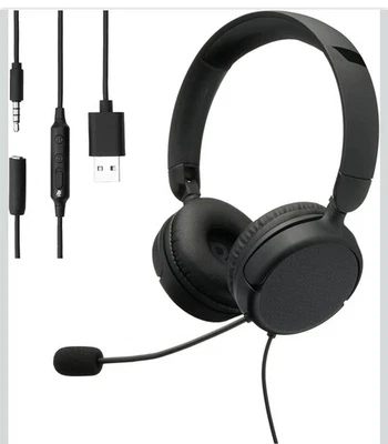 On Ear Wired Computer Headset with Adjustable Microphone, 3.5mm Port or in Line - Image 1 of 4